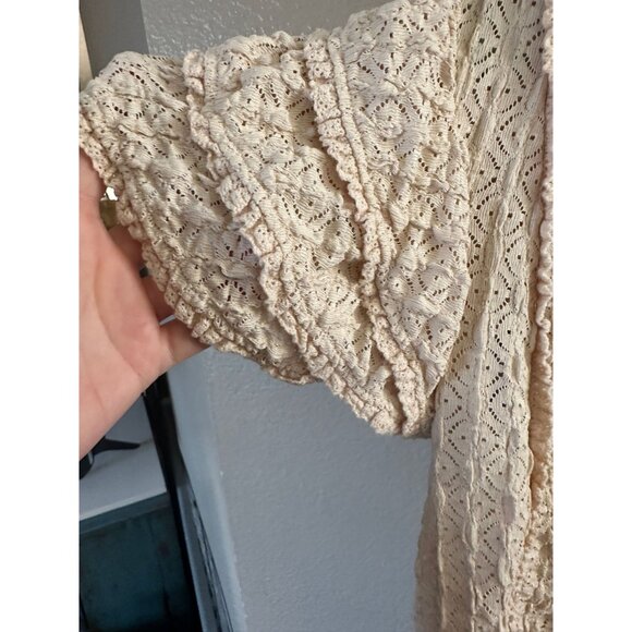 DR2 Womens Off White Blouse Small short sleeve textured‎ polyester round neck - Picture 5 of 8